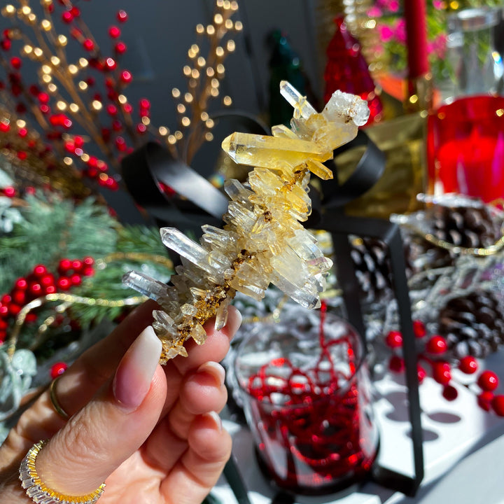 Long Iron Coated Quartz with Siderite Cluster #3