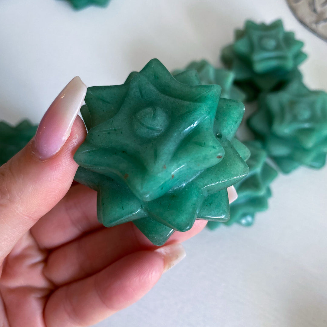 Green Aventurine Lotus Carving