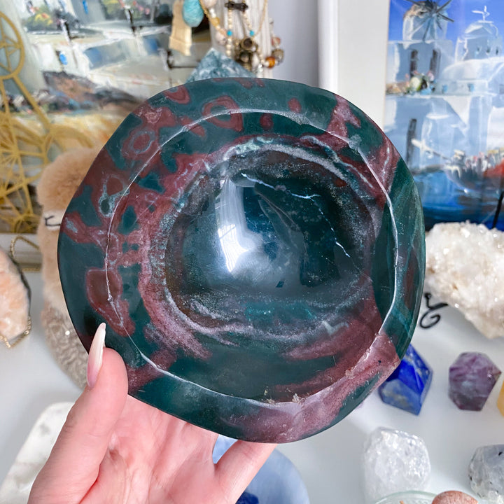 Mauve, Green Ocean Jasper Bowl #1