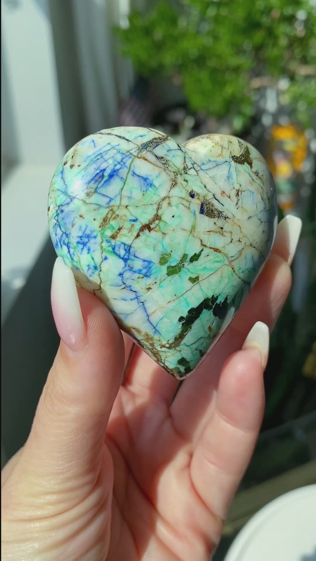 Azurite, Malachite, Hematite Heart Carving Stone #3 - Get this item - Releasing Old Patterns - Openness Crystal - Love Stone - Creativity - Empathy