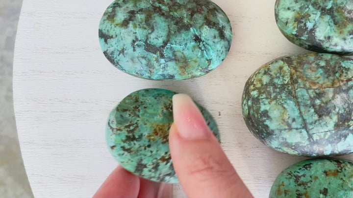Small African Turquoise Palm Stone - Aligns all the Chakras