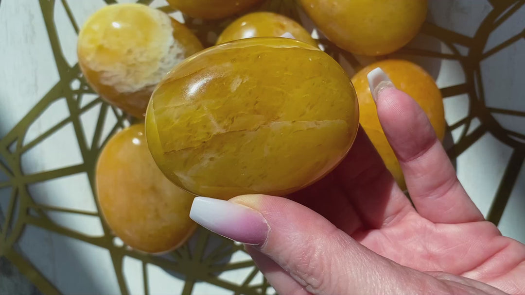 Marigold Yellow Aventurine Palm Stone