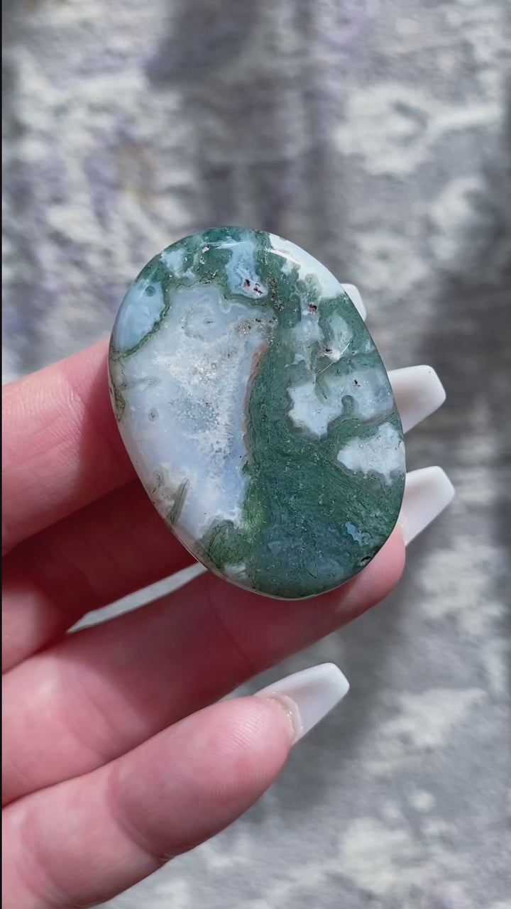 Green Moss Agate Worry Stone - Get Exact Item