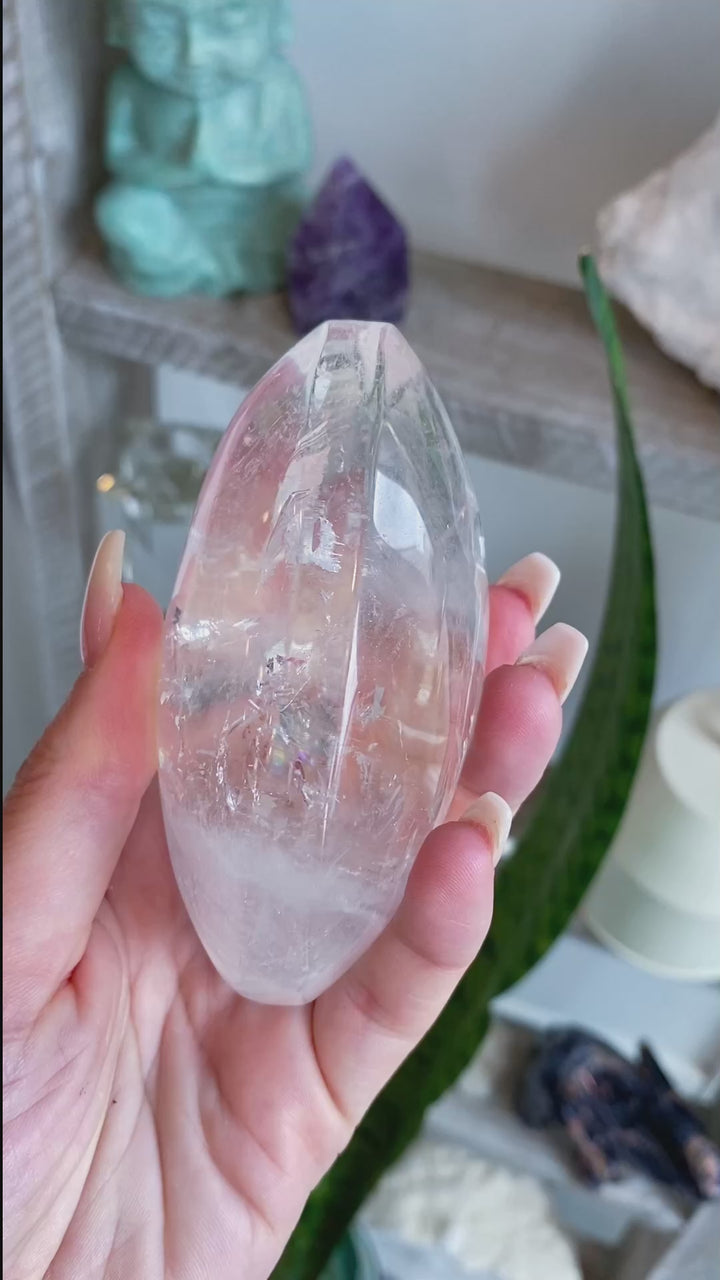 Jumbo Clear Quartz Palm Stone 