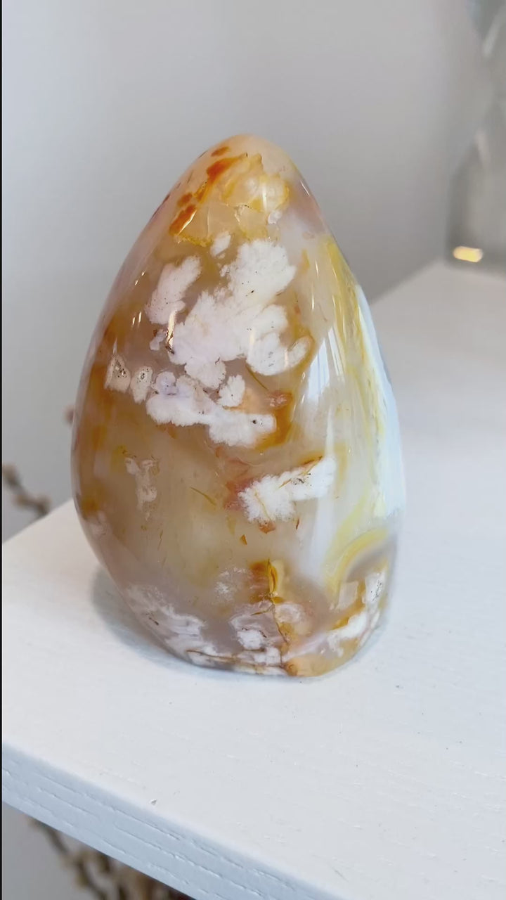 Stripey, Cheerful Flower Agate Freeform #12