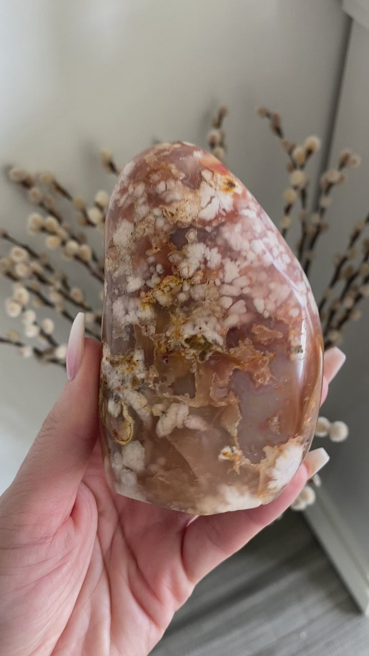 Pink, Red Flower Agate Freeform #10