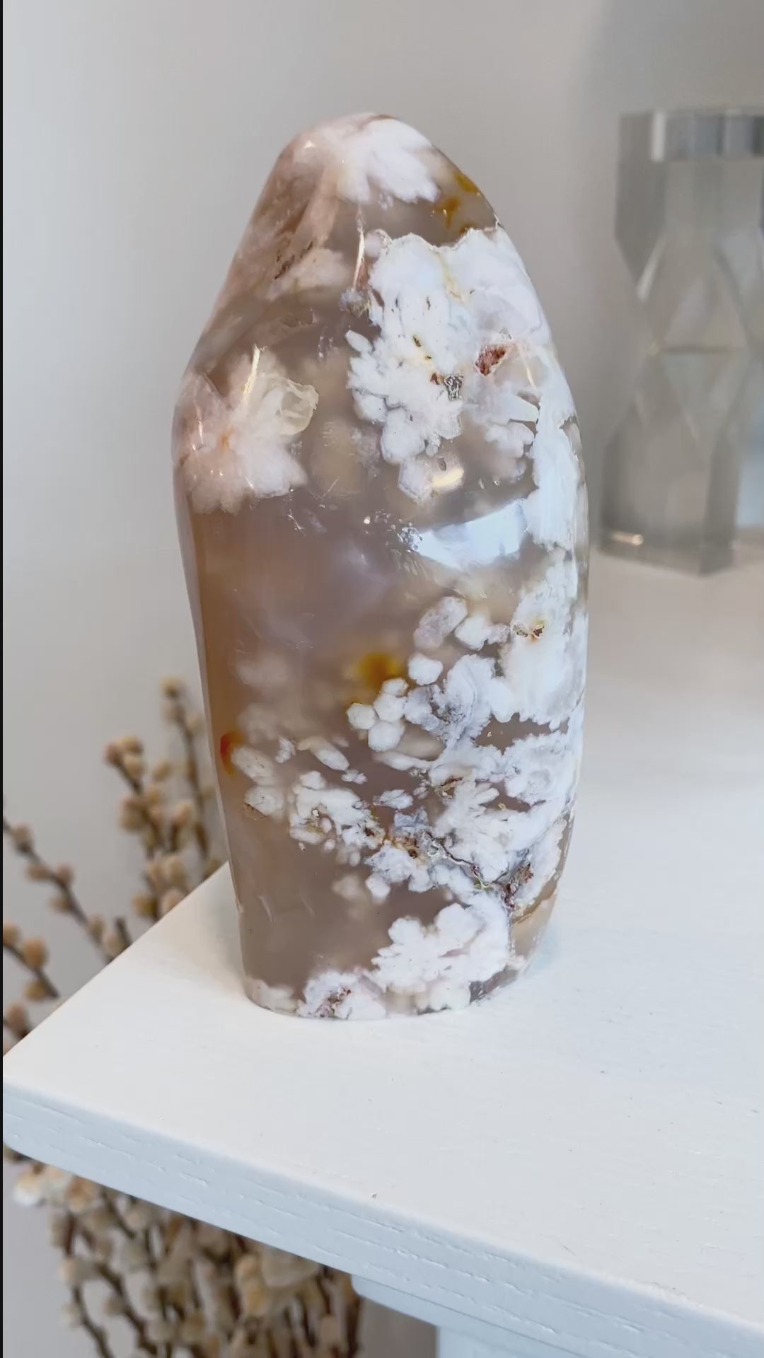 TALL Red, Pink, Orange Flower Agate Freeform #7