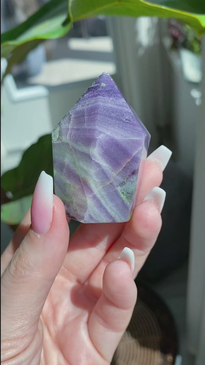 Agate & Fluorite Polished Point - Imperfect - Get this EXACT Stone - Protection - Aura Cleanse - Communication - Visions