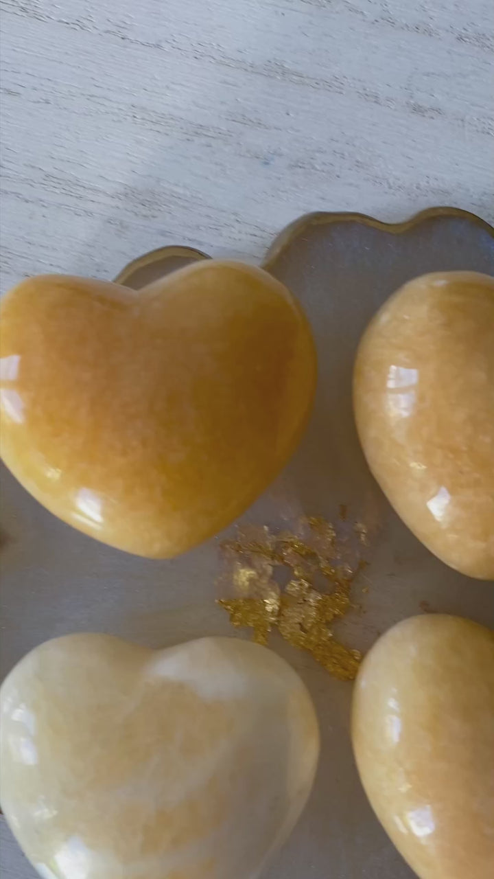 Puffy Yellow Calcite Heart