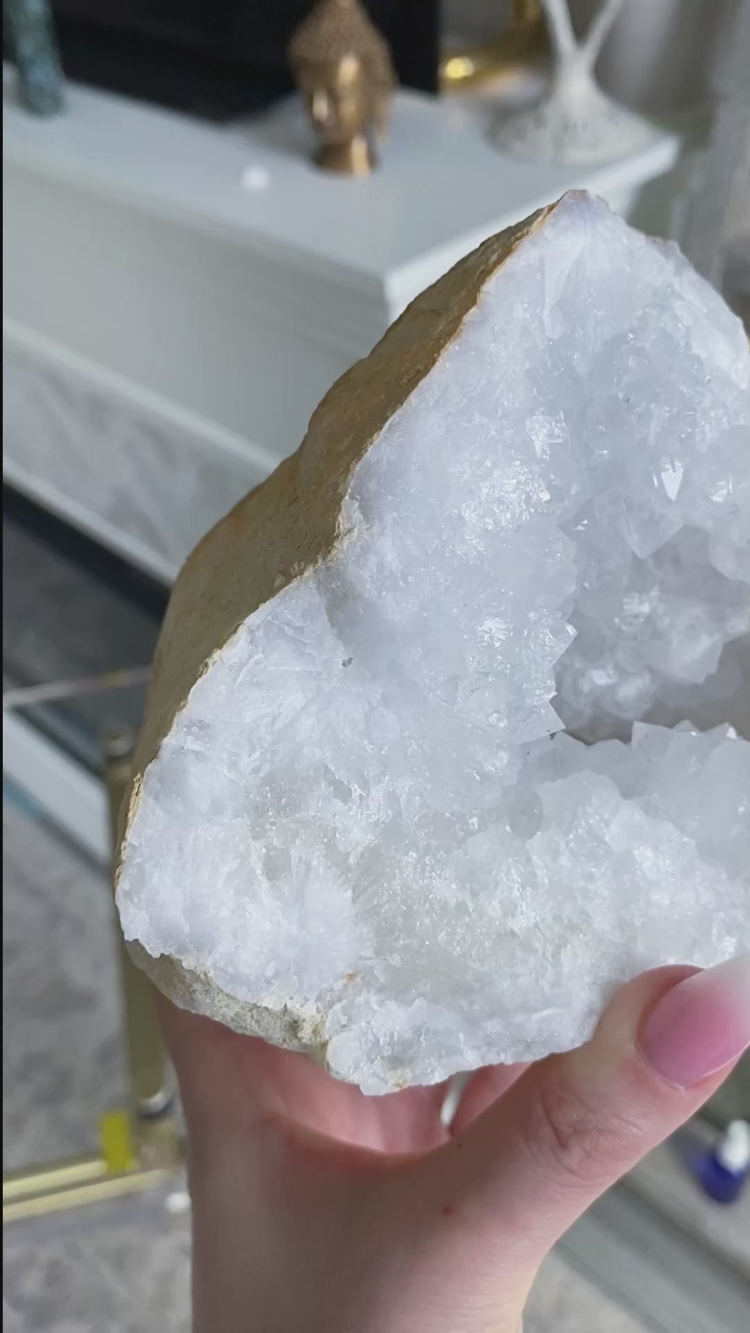 4.5LB GIANT White Calcite Geode - Aura Cleanse - Angel Communication - Cleansing - Bedroom Decor - Protection - Fresh Start