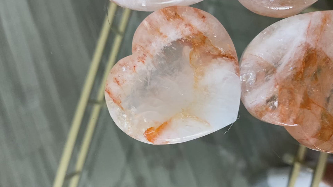 Light Orange or Red Fire Quartz Heart Dish