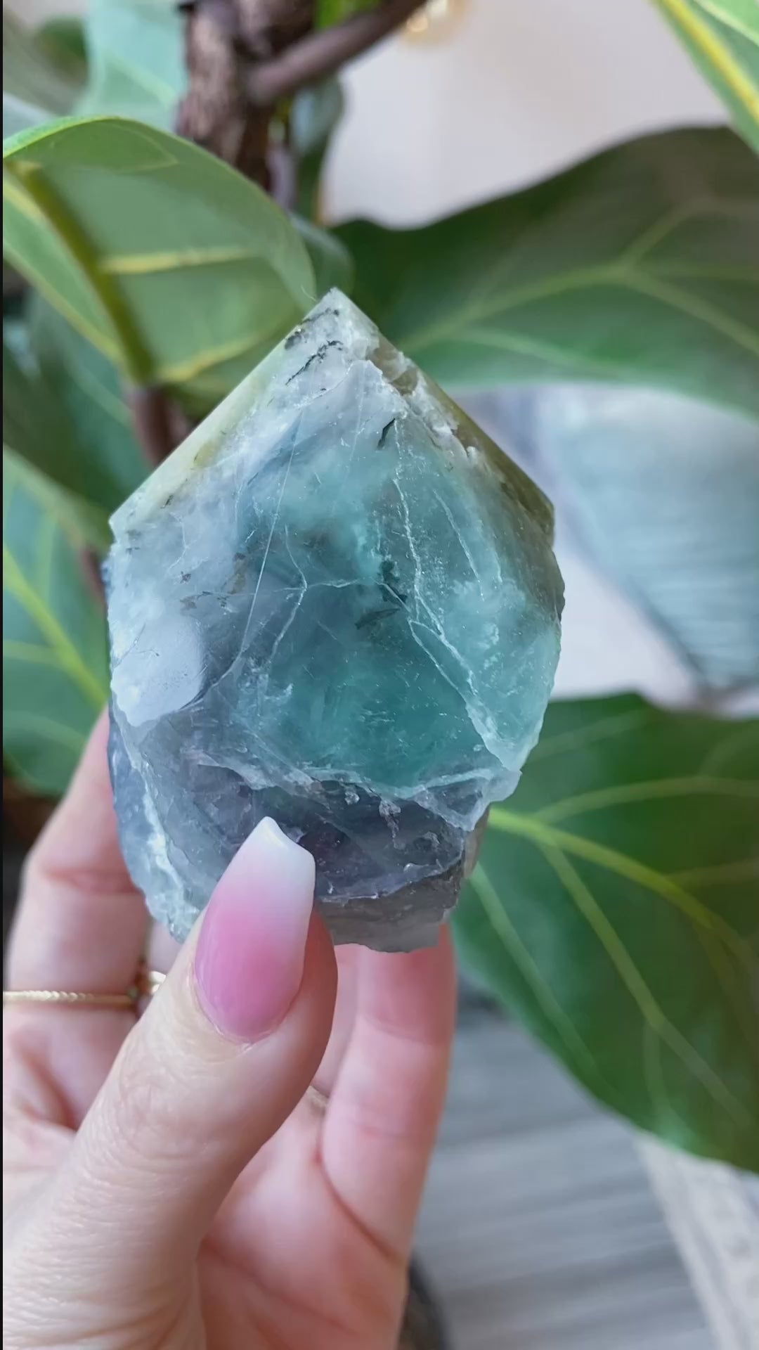 Cavern & Inclusion Rainbow Fluorite Top Polish Point #25