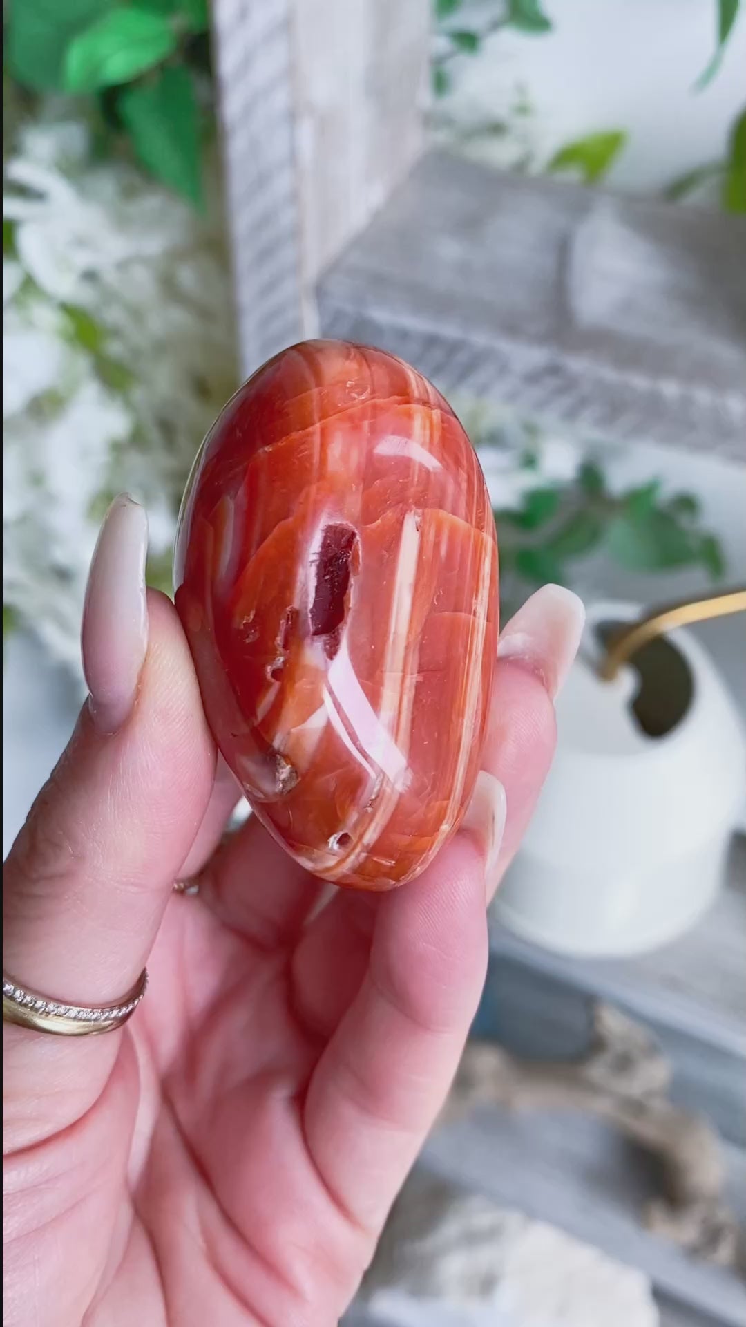 Banded Carnelian Palm Stone #2