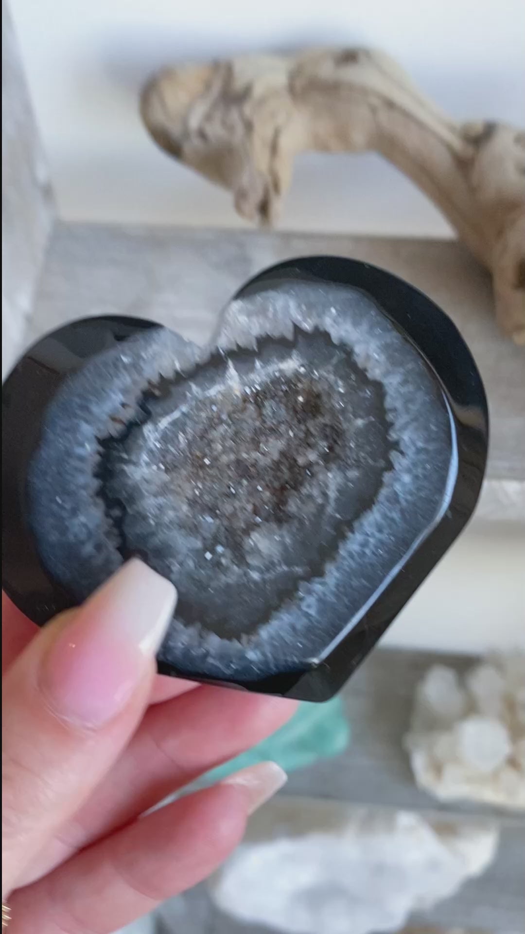 Black Agate Druzy Heart #5 - Get Exact Item