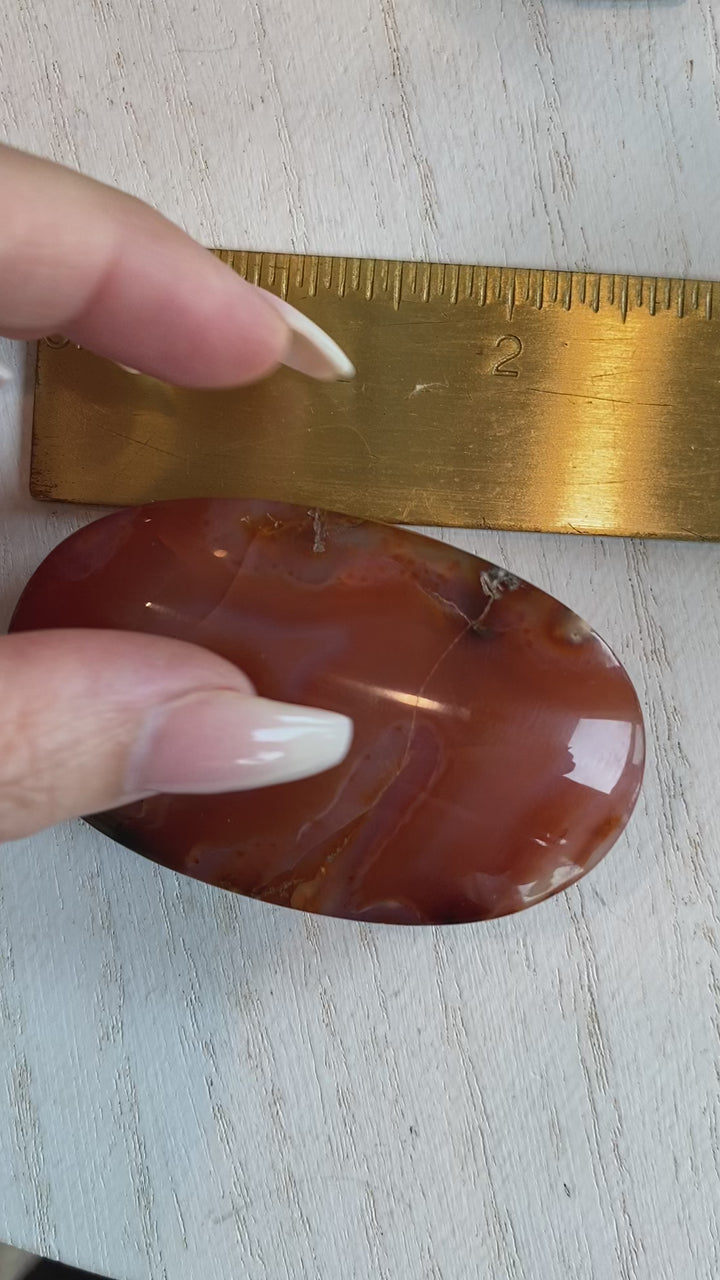 Carnelian Palm Stone Bezeled Edge