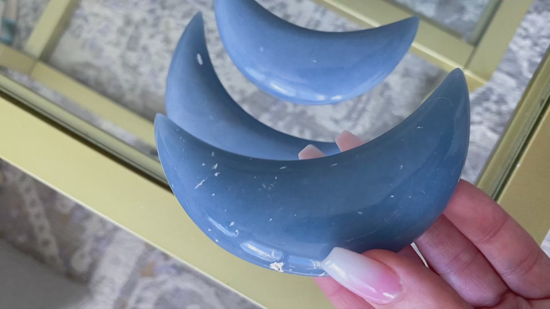 Angelite Moon Carving