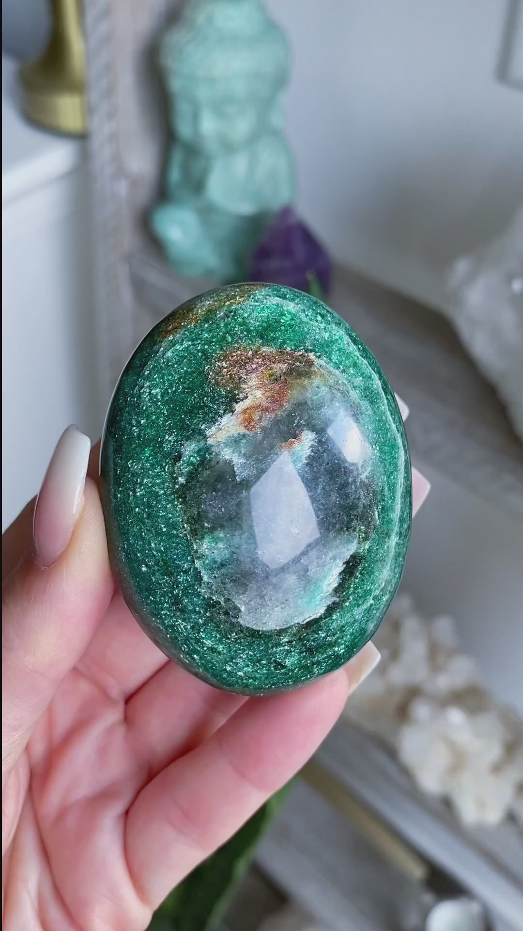 Bright Green Aventurine Palm Stone 