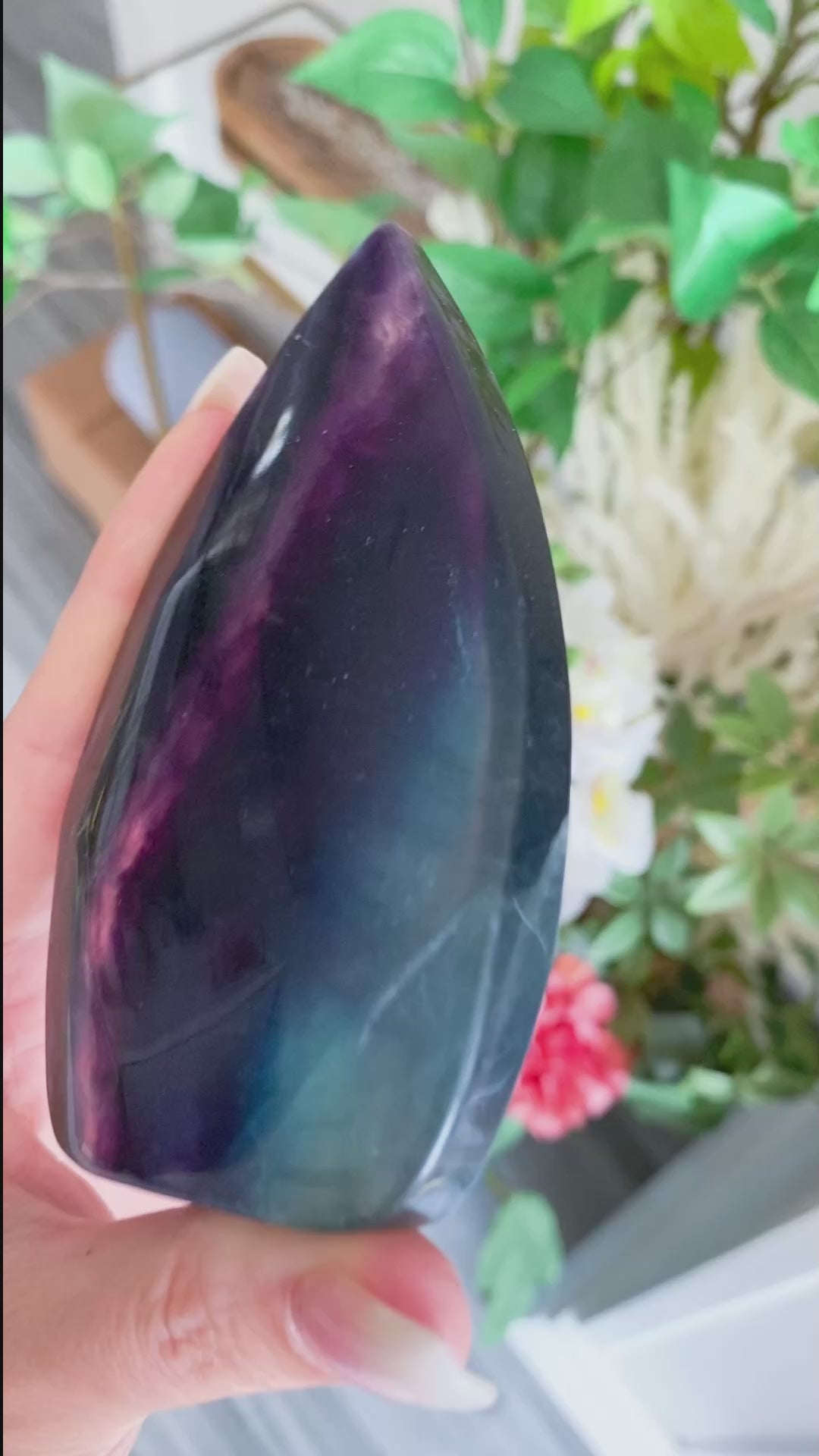 Large Rainbow Fluorite Polished Flame 