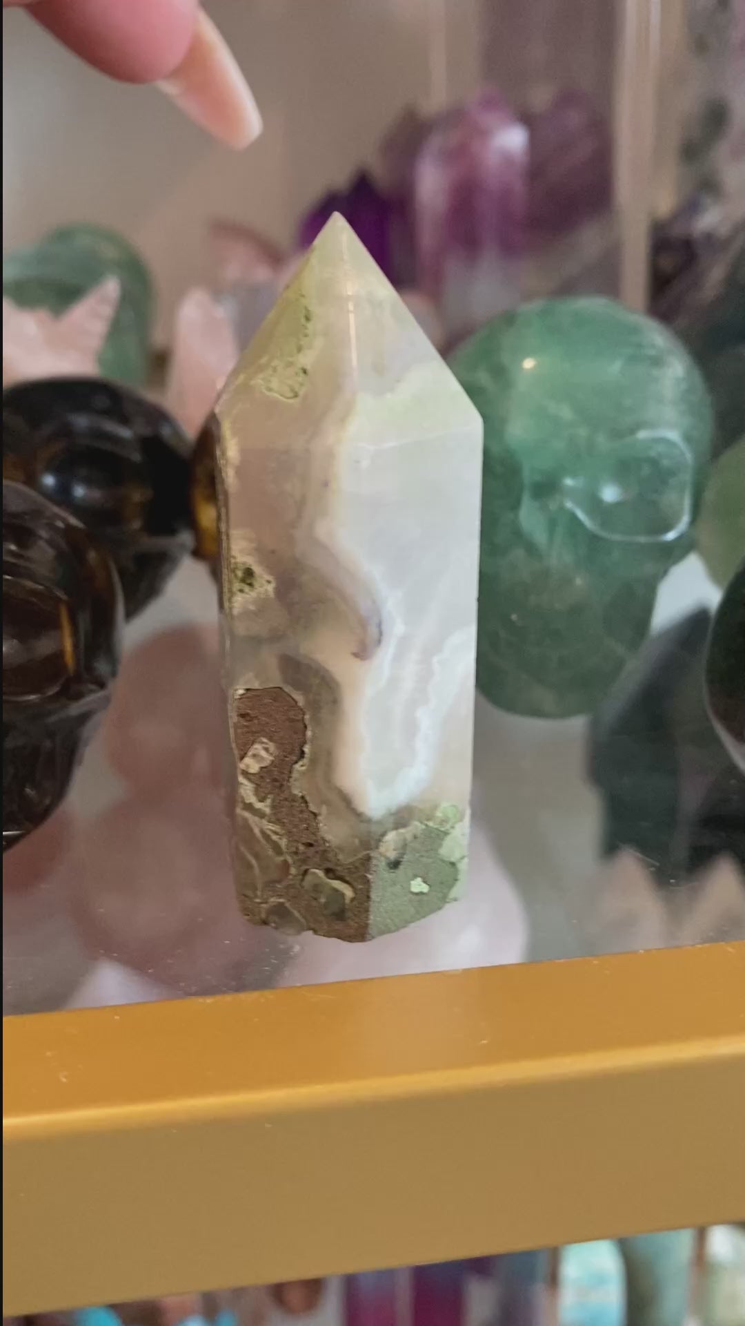 Green Moss Agate Tower