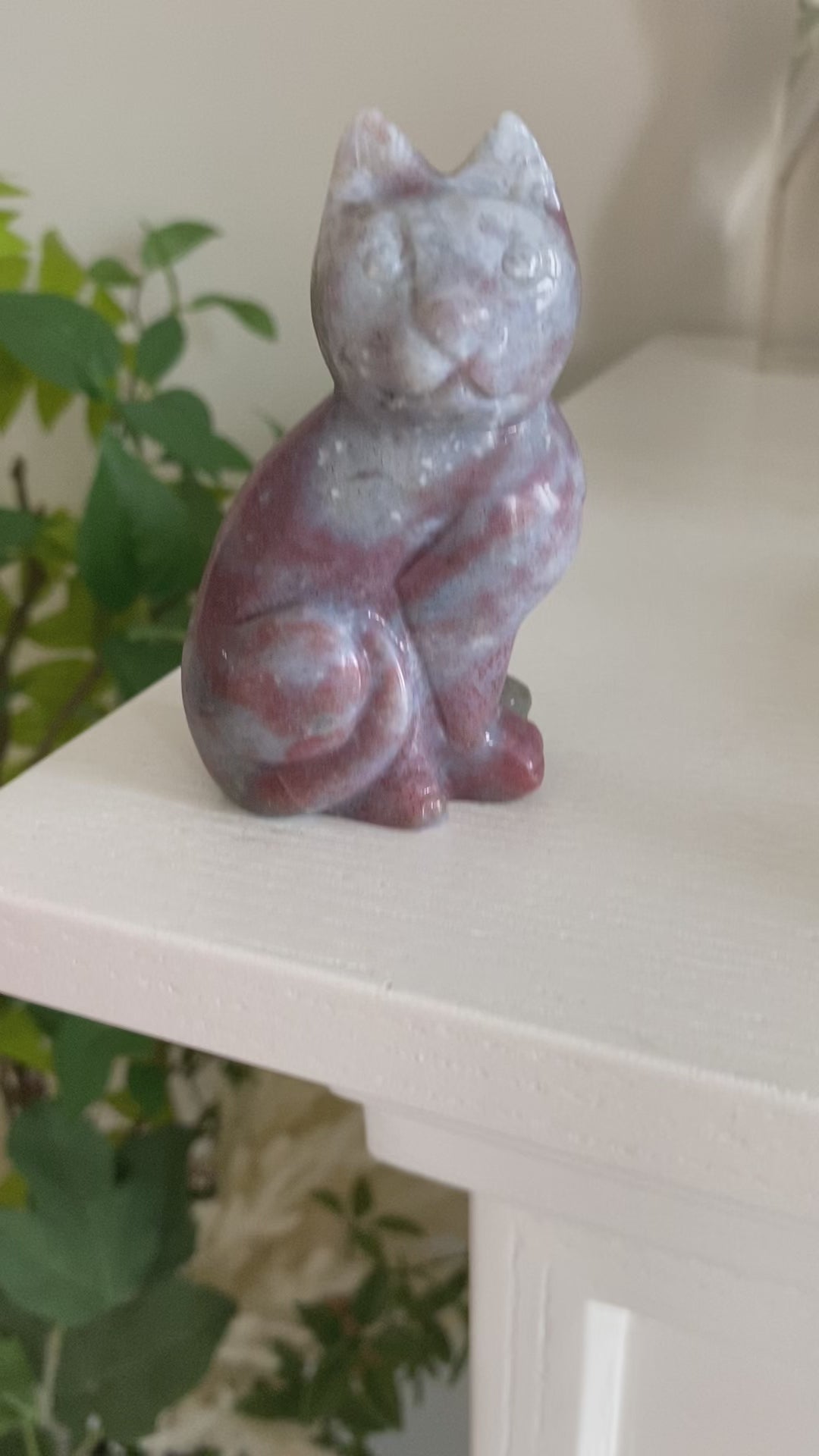 Ocean Jasper Cat Carving - Get Exact Piece