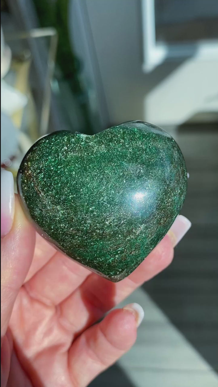 Green Aventurine Heart Carving w/ Mica #1