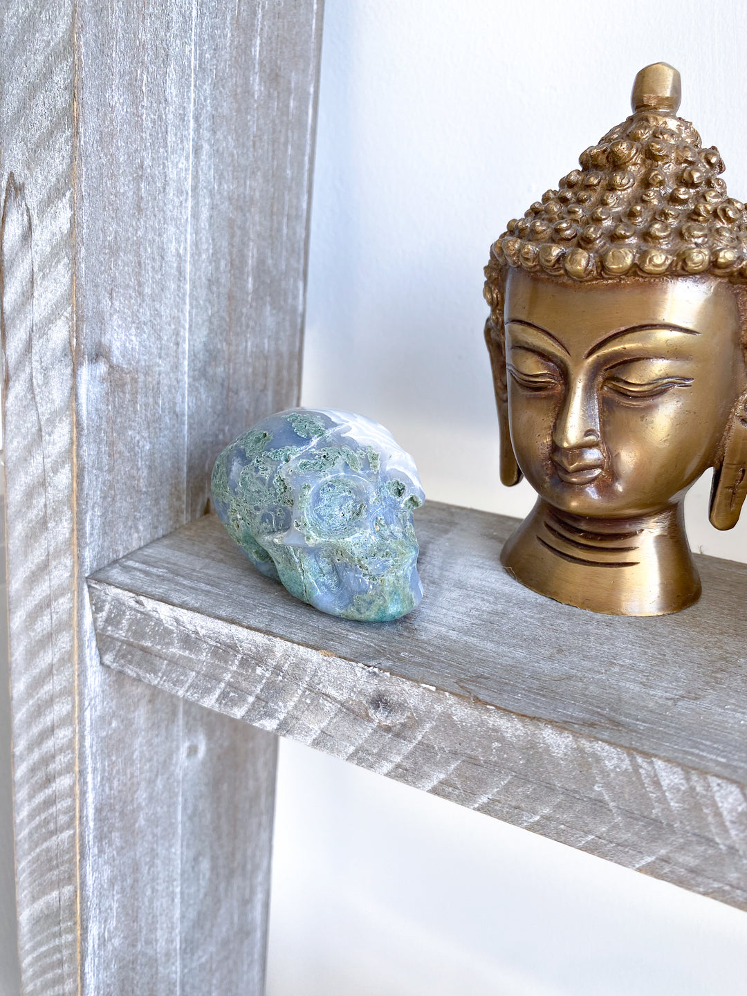 Small Green Moss Agate Skull - Imperfect