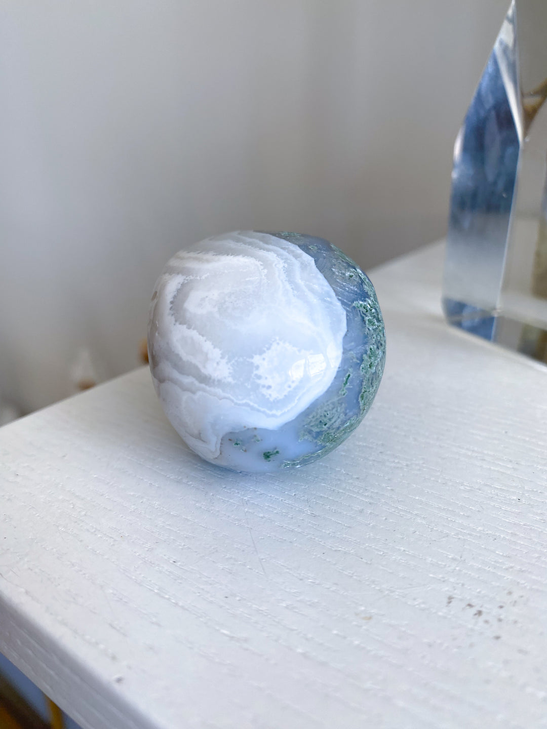 Small Green Moss Agate Skull - Imperfect
