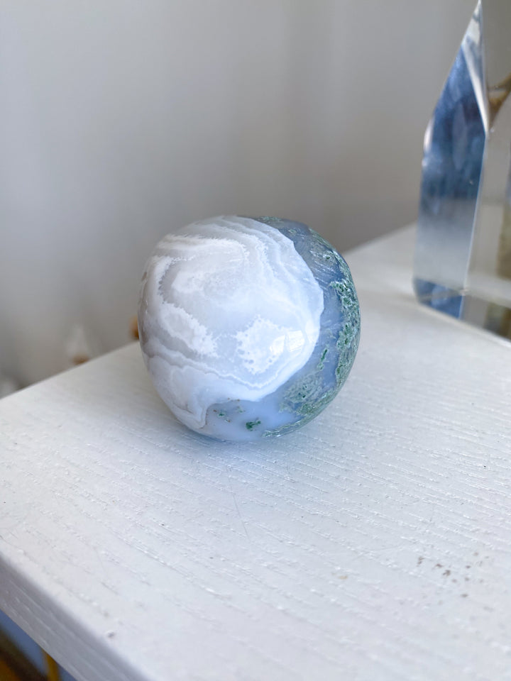 Small Green Moss Agate Skull - Imperfect