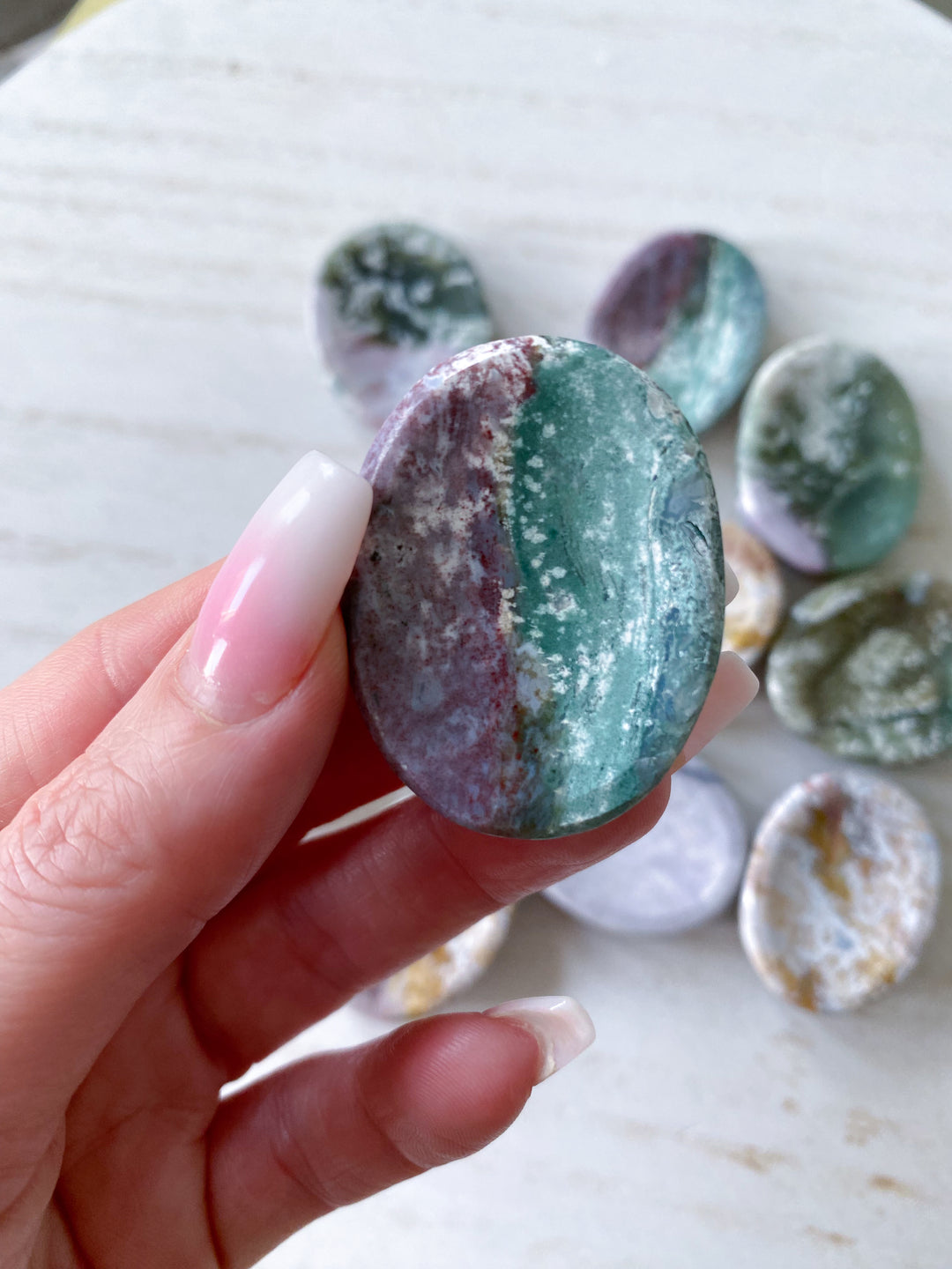 Pastel Unicorn Jasper Worry Stone - You Choose