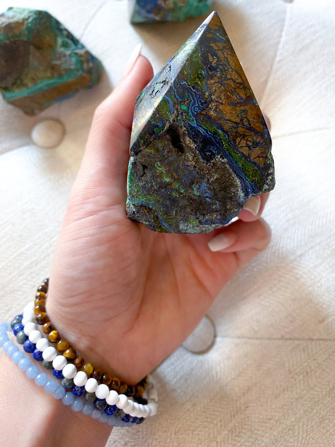 LARGE Azurite Malachite Points - Releasing Old Patterns - Openness Crystal - Love Stone - Creativity - Empathy - Personal Evolution