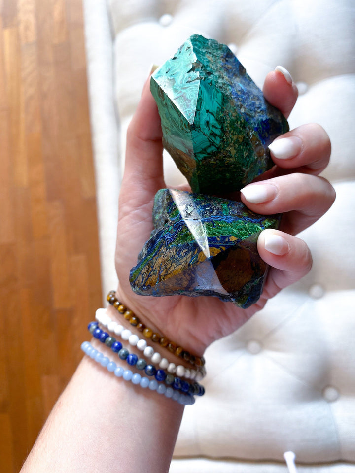 LARGE Azurite Malachite Points - Releasing Old Patterns - Openness Crystal - Love Stone - Creativity - Empathy - Personal Evolution