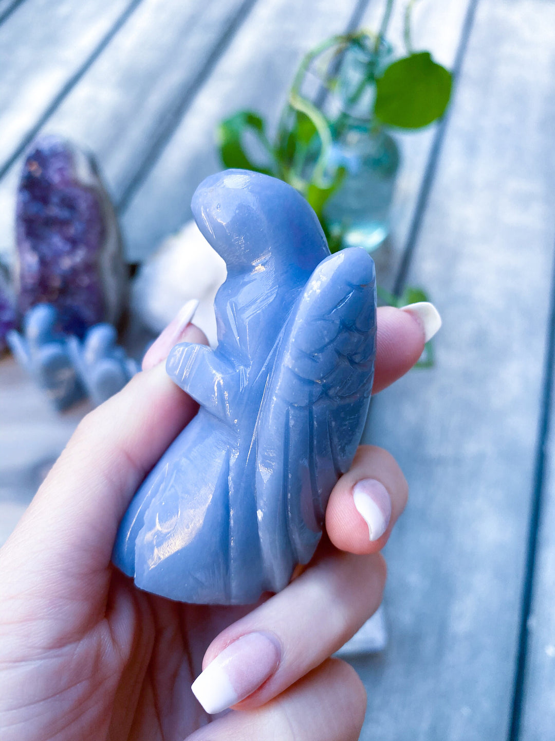 Angelite Statue Angel 3" - Enhanced Psychic Abilities - Spiritual Awareness - Clear Communication - Lucid Dreaming Stone - Angel Connection