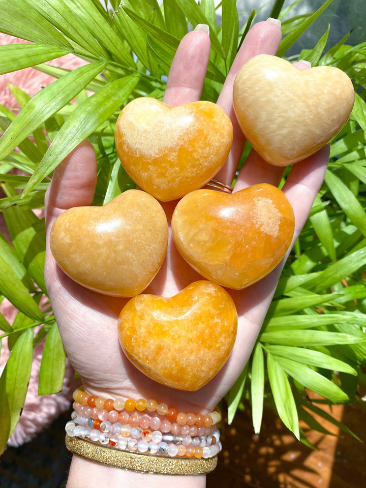 Puffy Yellow Calcite Heart