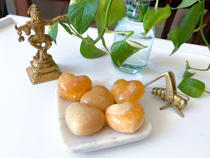 Puffy Yellow Calcite Heart