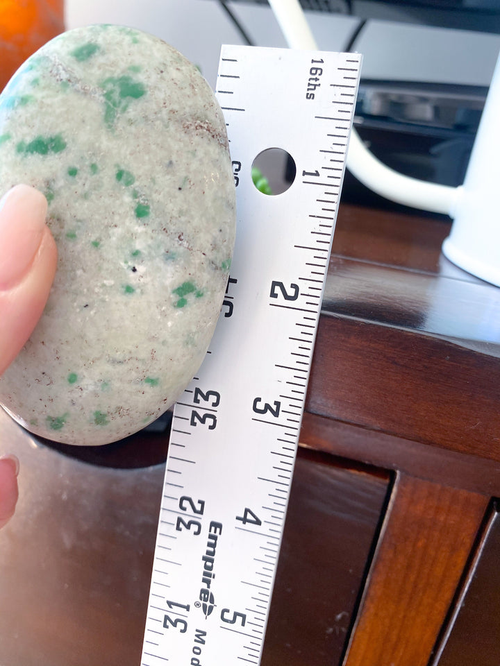 PROSPERITY Jade Palm Stone Green Sprout - Soothing Stone - Lucid Dreaming - Luck - Trust - Release - Meditation