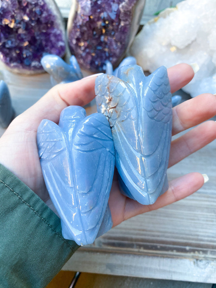 Angelite Statue Angel 3" - Enhanced Psychic Abilities - Spiritual Awareness - Clear Communication - Lucid Dreaming Stone - Angel Connection