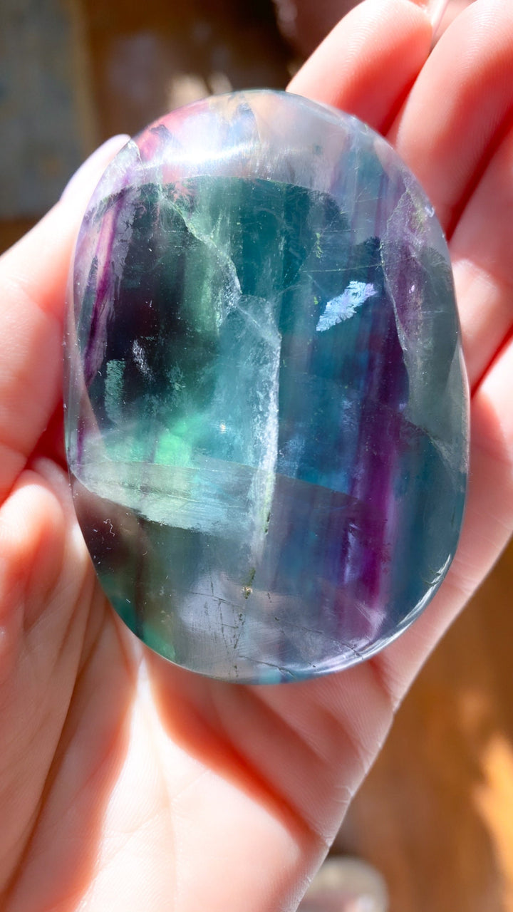 Rainbow Fluorite Palm Stone