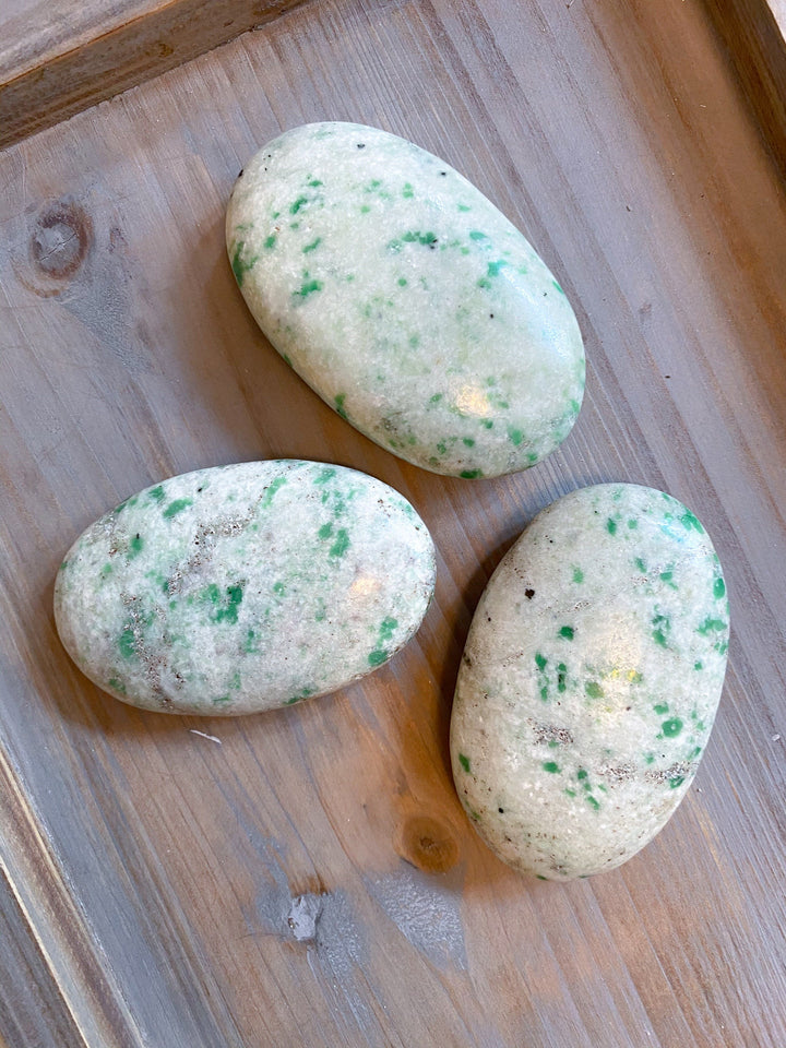 PROSPERITY Jade Palm Stone Green Sprout - Soothing Stone - Lucid Dreaming - Luck - Trust - Release - Meditation