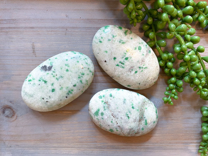 PROSPERITY Jade Palm Stone Green Sprout - Soothing Stone - Lucid Dreaming - Luck - Trust - Release - Meditation