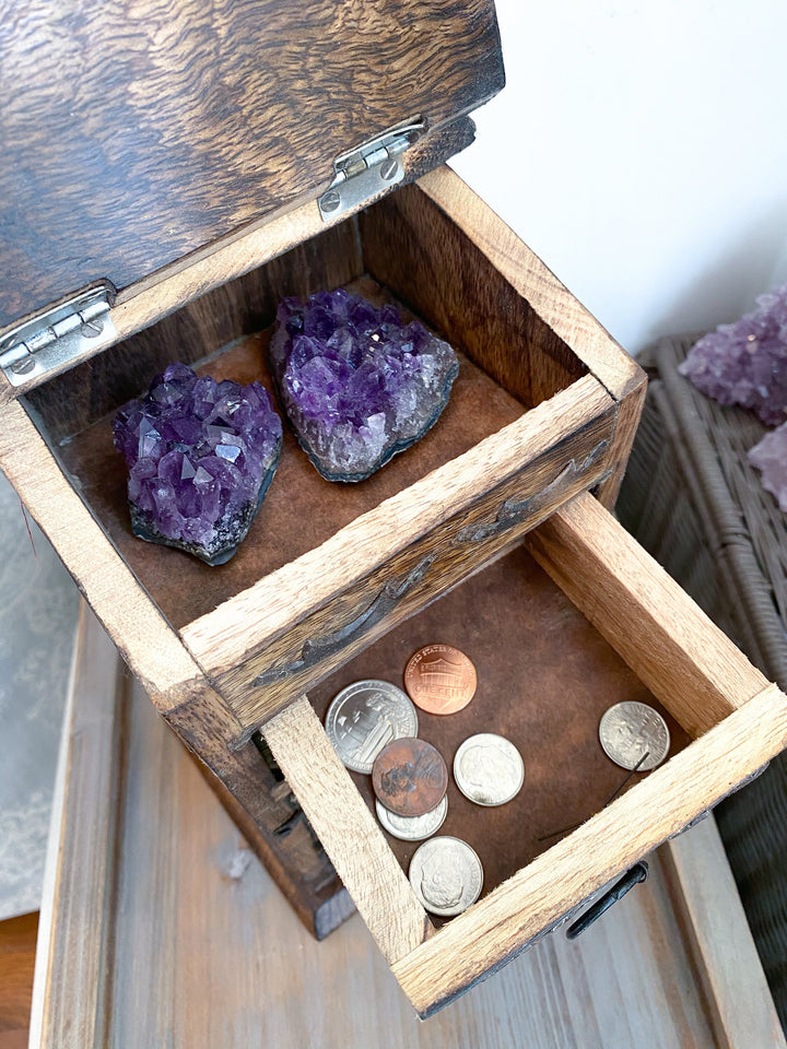 Handmade Crystal Chest - Triple Moon - Om Design - Altar Décor - Witchy Cabinet