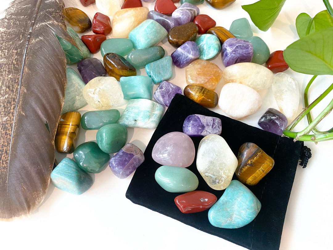 Elly Molina Alchemist Crystal Kit: Make Your Magic | Rose Quartz - Citrine - Amethyst - Green Aventurine - Tiger's Eye - Tumbled Crystal Set