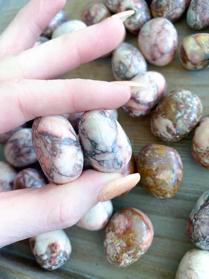 KUNDALINI QUEEN Porcelain Pink Jasper Tumbles - Calming Stone - Reduce Stress - AWAKEN - Manifestation - Meditation