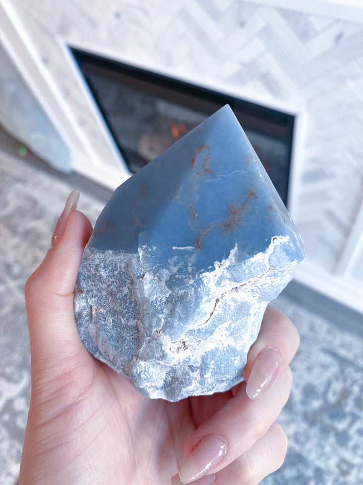 SPIRIT GUIDE Angelite Crystal Top Polish Point