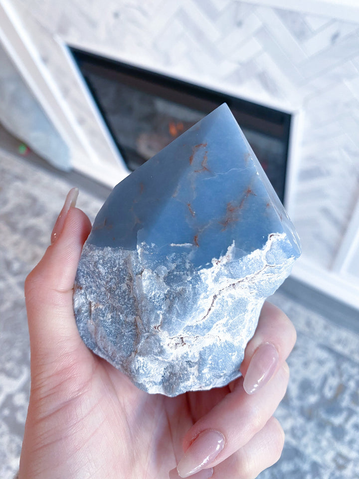 SPIRIT GUIDE Angelite Crystal Top Polish Point