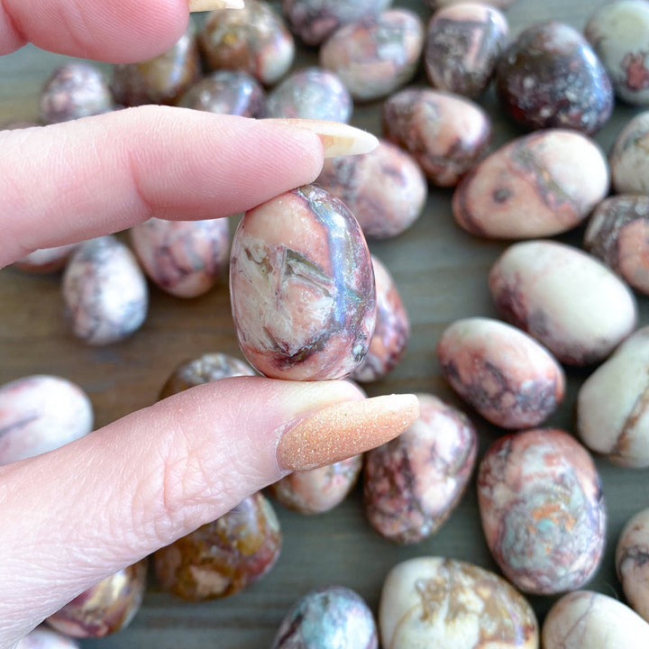 KUNDALINI QUEEN Porcelain Pink Jasper Tumbles - Calming Stone - Reduce Stress - AWAKEN - Manifestation - Meditation