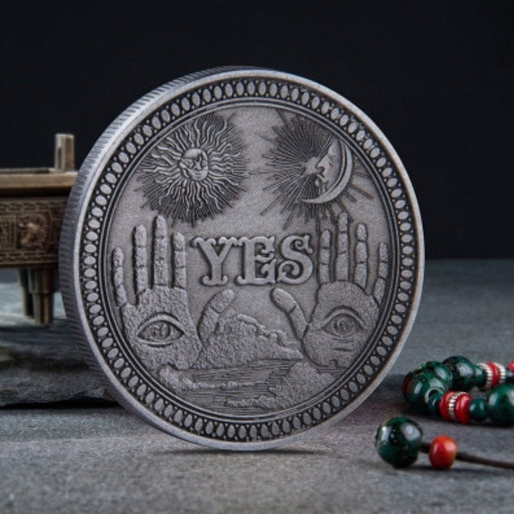 In STOCK! YES or NO Divination Coin - Psychic Reading tool - Ouija Coin - Silver or Gold - Listing for a Single Coin in Pouch