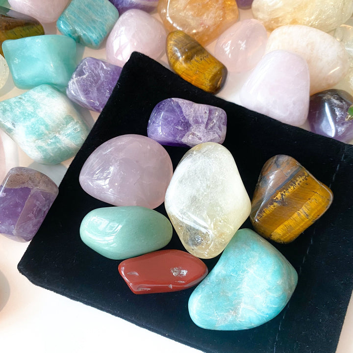 Elly Molina Alchemist Crystal Kit: Make Your Magic | Rose Quartz - Citrine - Amethyst - Green Aventurine - Tiger's Eye - Tumbled Crystal Set
