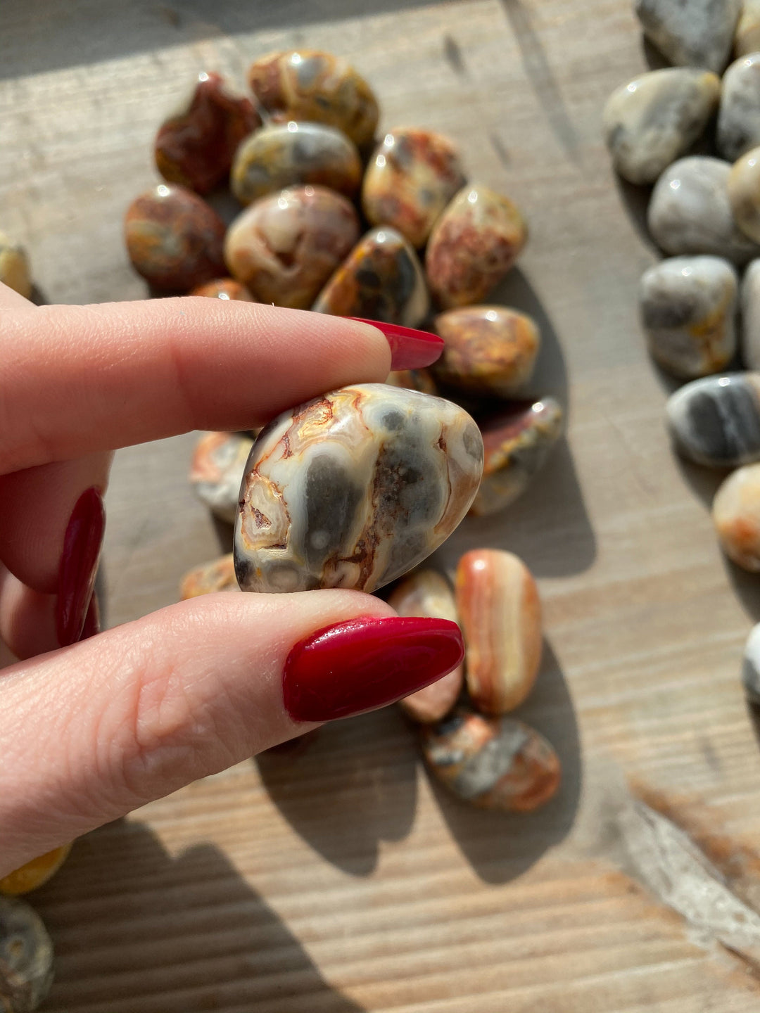 LAUGH with Crazy Lace Agate Tumble Stone