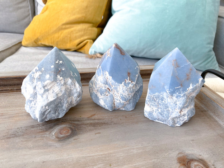 SPIRIT GUIDE Angelite Crystal Top Polish Point