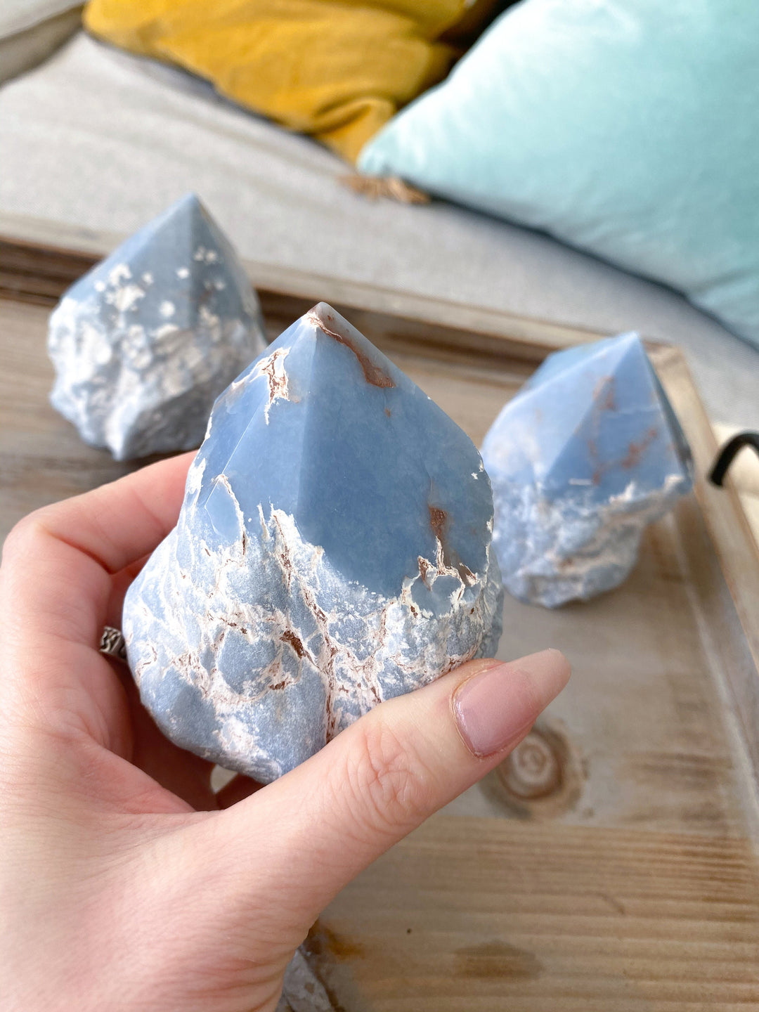 SPIRIT GUIDE Angelite Crystal Top Polish Point